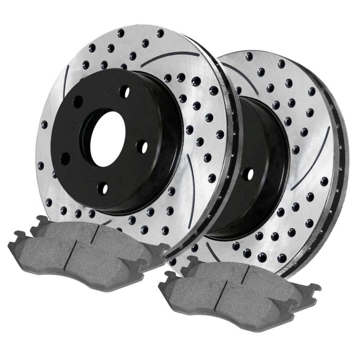 For 2005-2017 2018 Dodge Ram 1500 Rear Drilled Slotted Rotors And Ceramic Pads