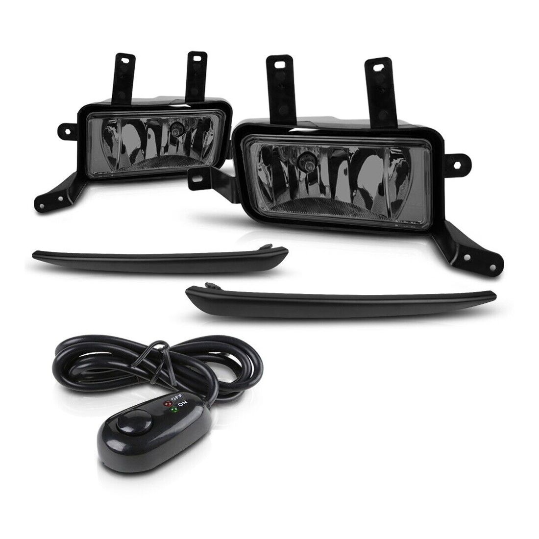 For 15-20 Tahoe A86536-MS352LTZLF Smoke]Black Trim Fog Light W/Switch+Harness