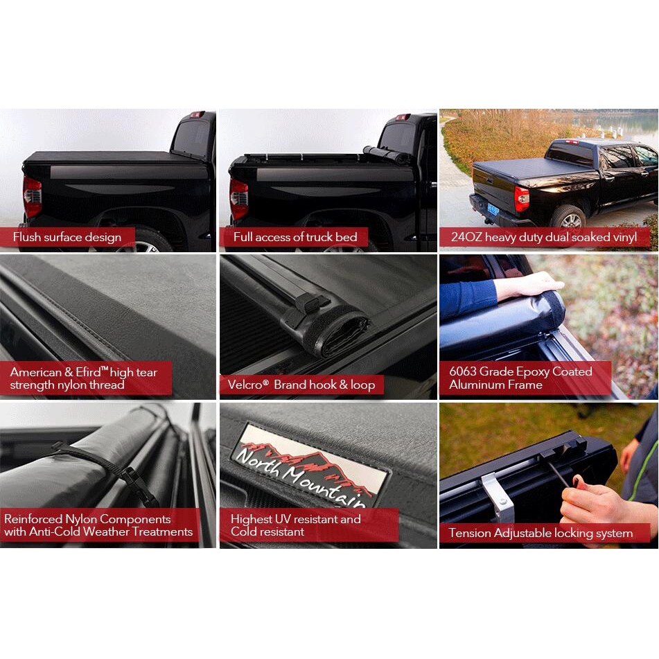 4'6" Bed Soft Lock & Roll Up Truck Bed For 2022-now Ford Maverick Tonneau Cover