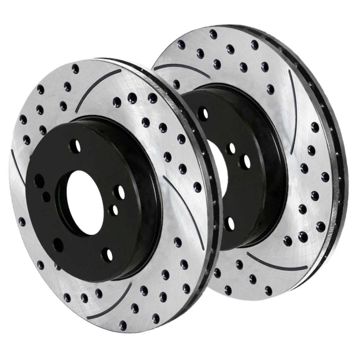 For 2009-2014 Matrix 2009-2019 Corolla Front Drilled Slotted Brake Rotor Pair