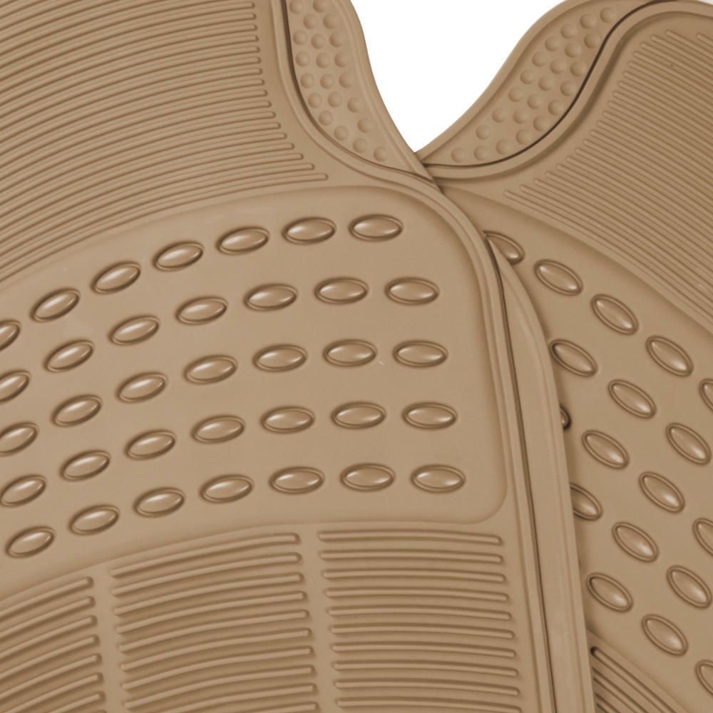 Car Rubber Floor Mats For All Weather Heavy Duty Tech 4pcS Trimmable Beige