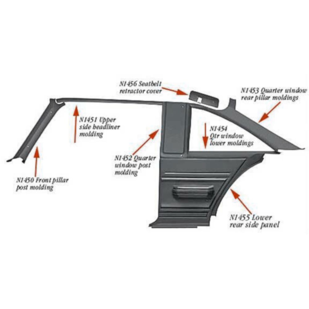 1975-79 Nova/X-Body Rear Lower Quarter Window Interior Moldings Pair