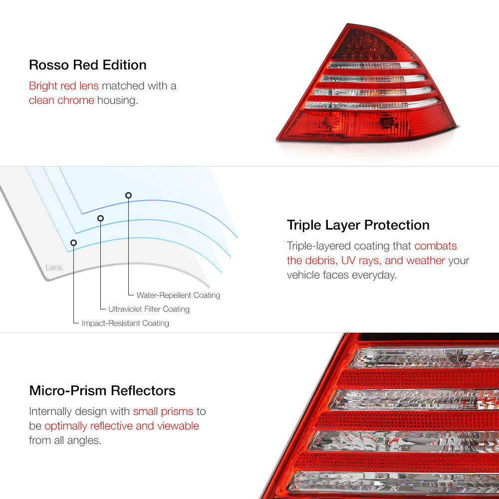 For 2000-2006 Mercedes-Benz W220 LED Brake Tail Light Red