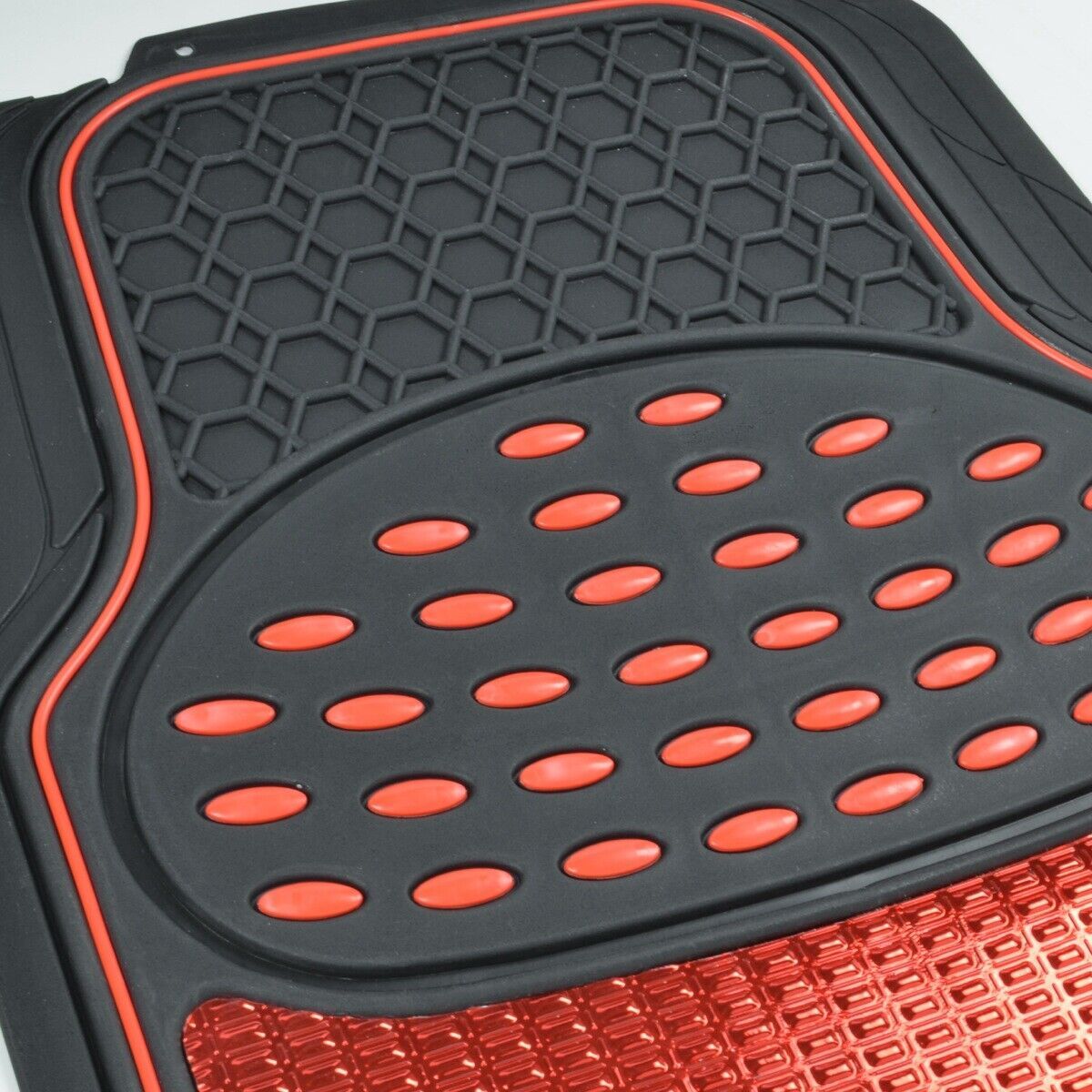 For 2017 S3 Base 4pc Car Rubber Floor Mats Front Rear Red Metallic W/Black Trim