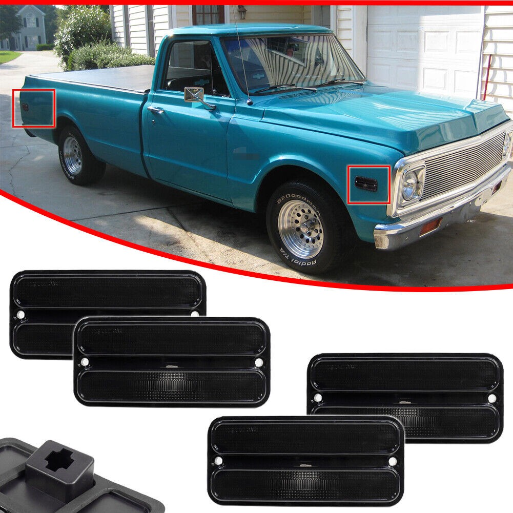 4PCS Smoked Front & Rear Side Marker Lights Lamps