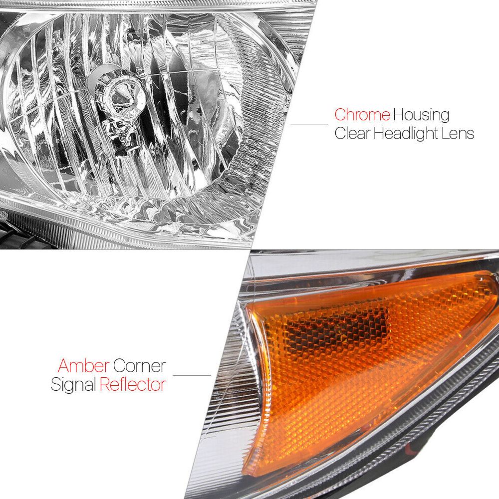 Fits 2009-2010 Toyota Corolla[Chrome/Clear]Amber Corner Headlight Headlamp Lamp