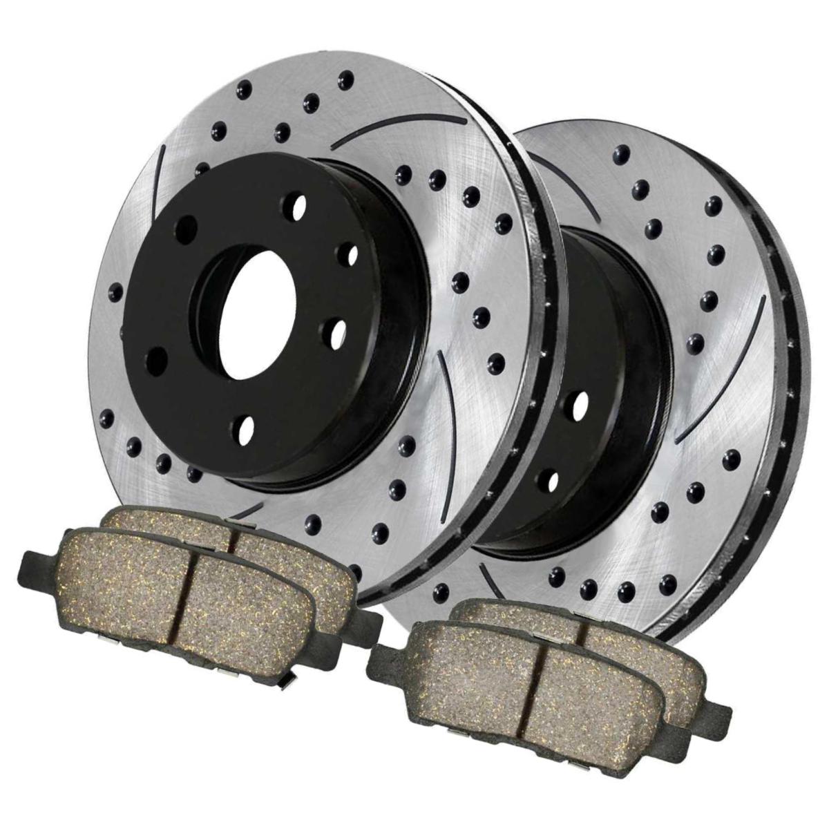 For 2003 2004 2005 Nissan 350Z G35 Rear Drilled Slotted Rotors And Ceramic Pads