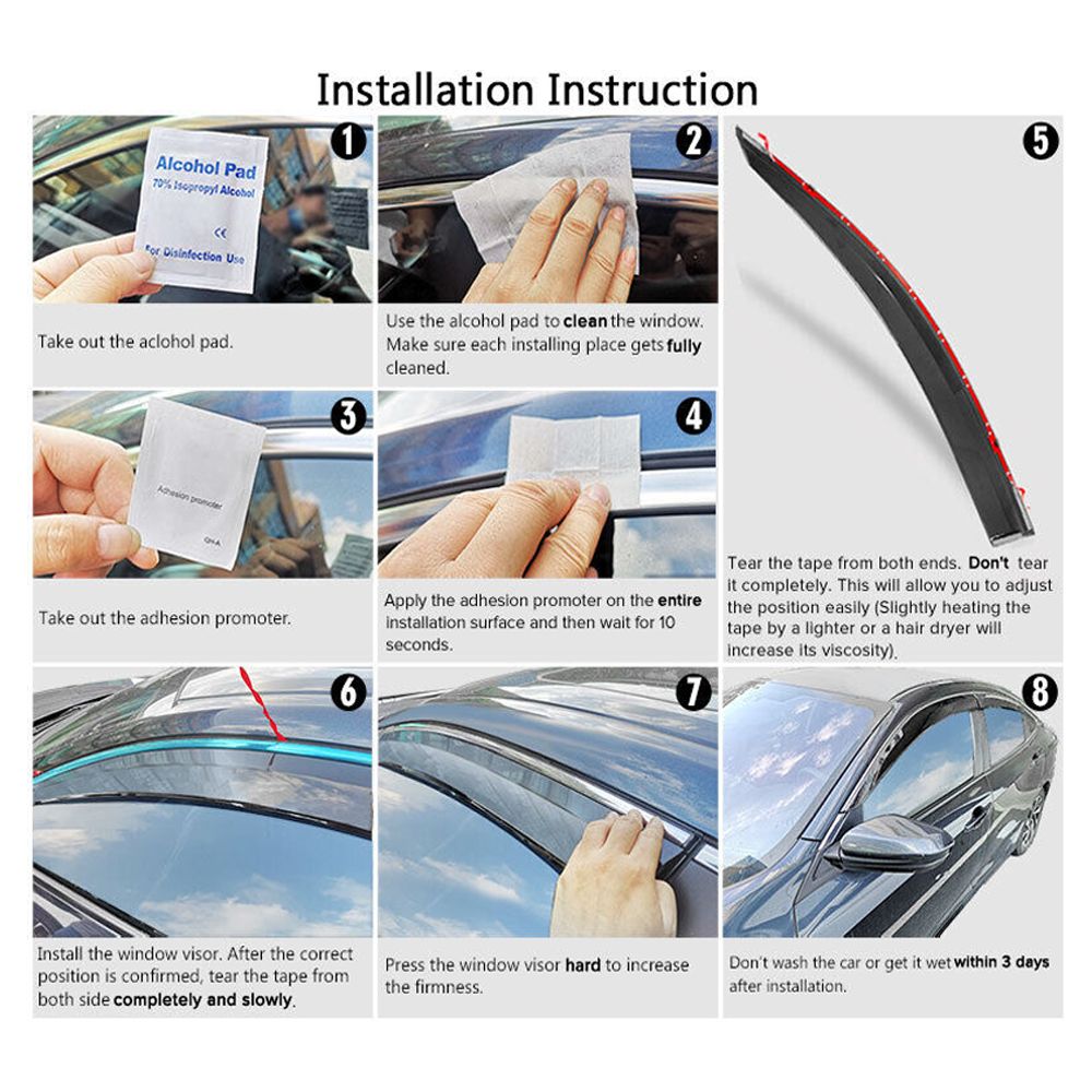 2 Sets Of - Fits 98-01 Nissan Altima Window Visors Acrylic Sun Guard Rain Deflector