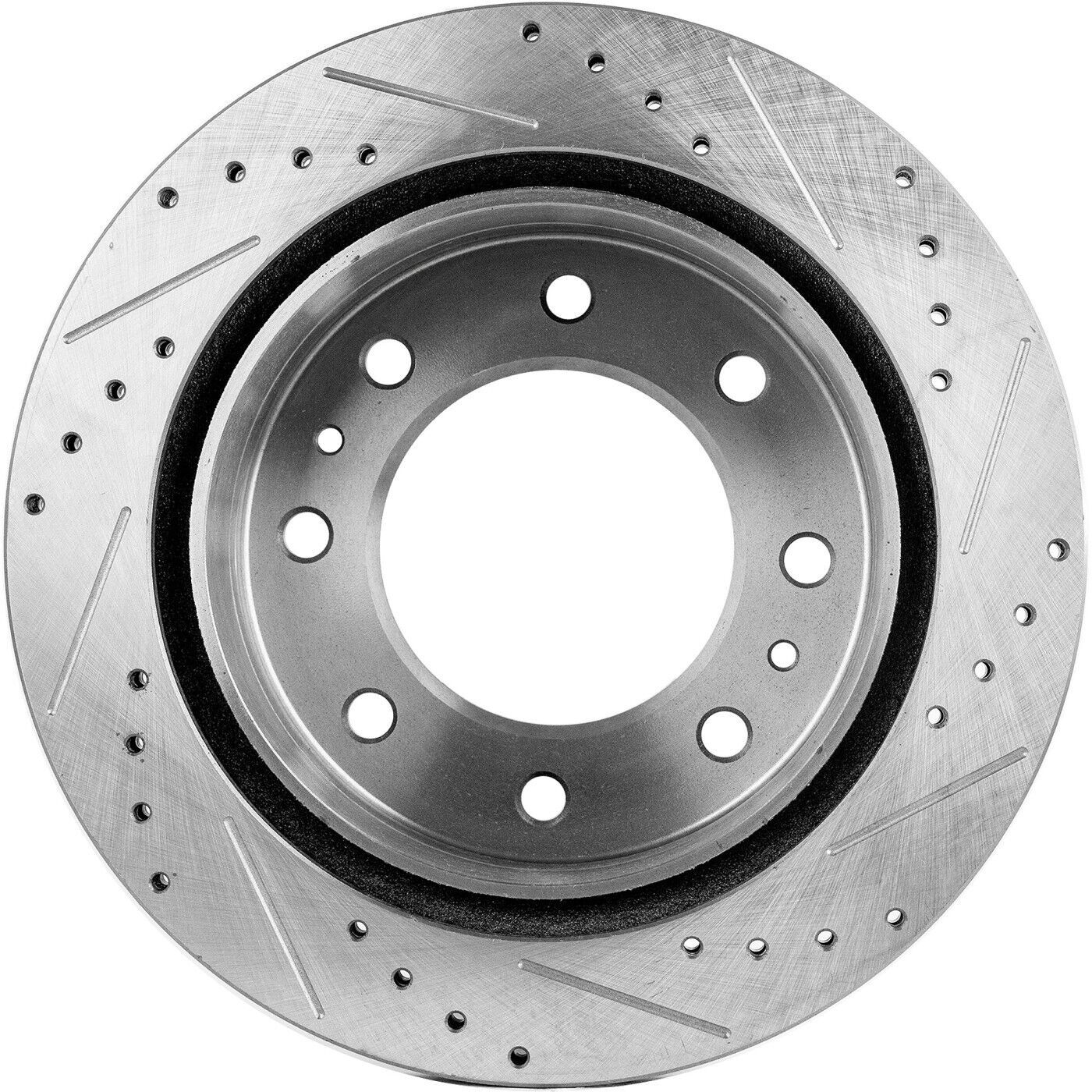 Disc Brake & Pad Kit For 11-19 Silverado 3500 HD Rear Left Right Cross-Drilled
