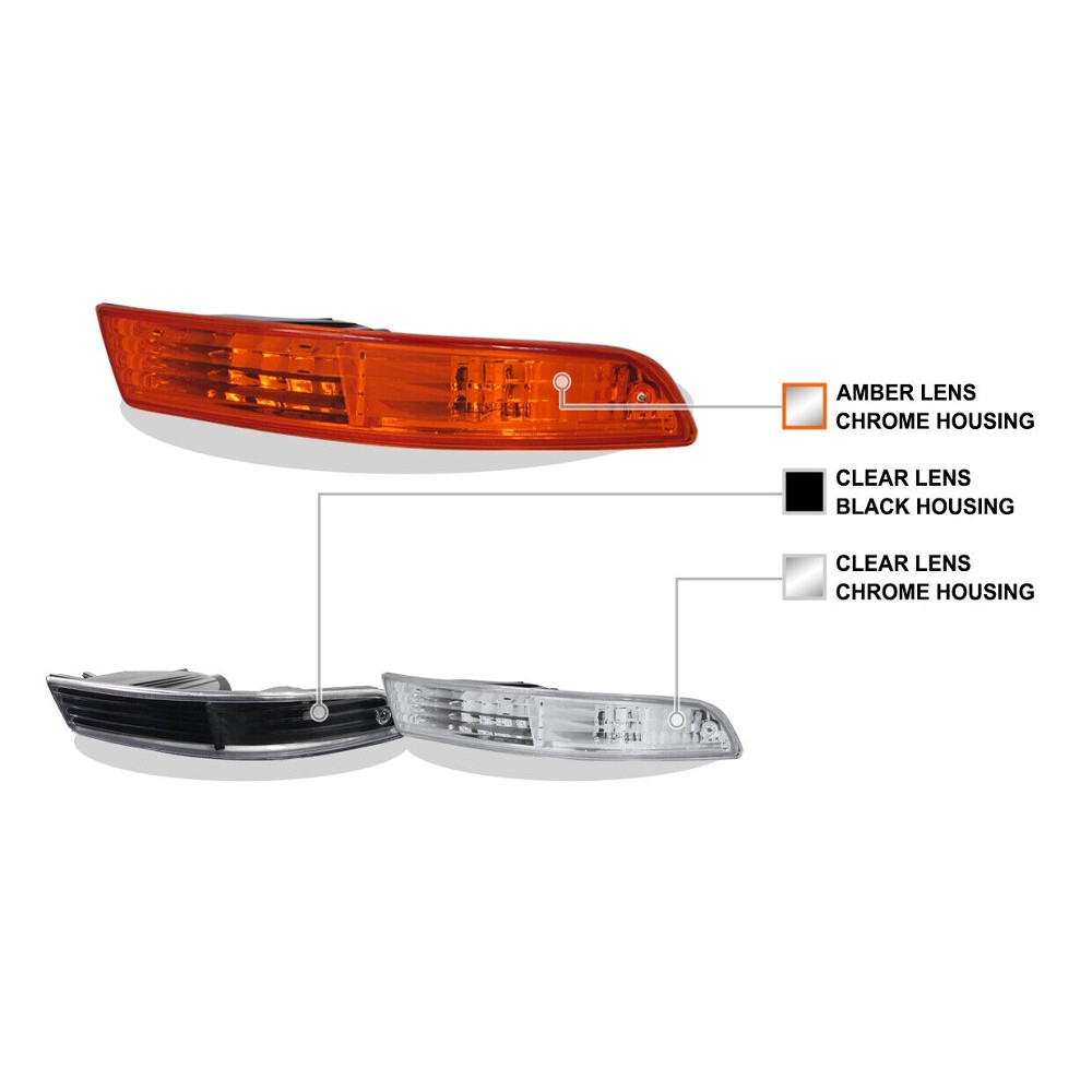 2 Sets Of - Black Bumper Lights Front Turn Signal Lamp