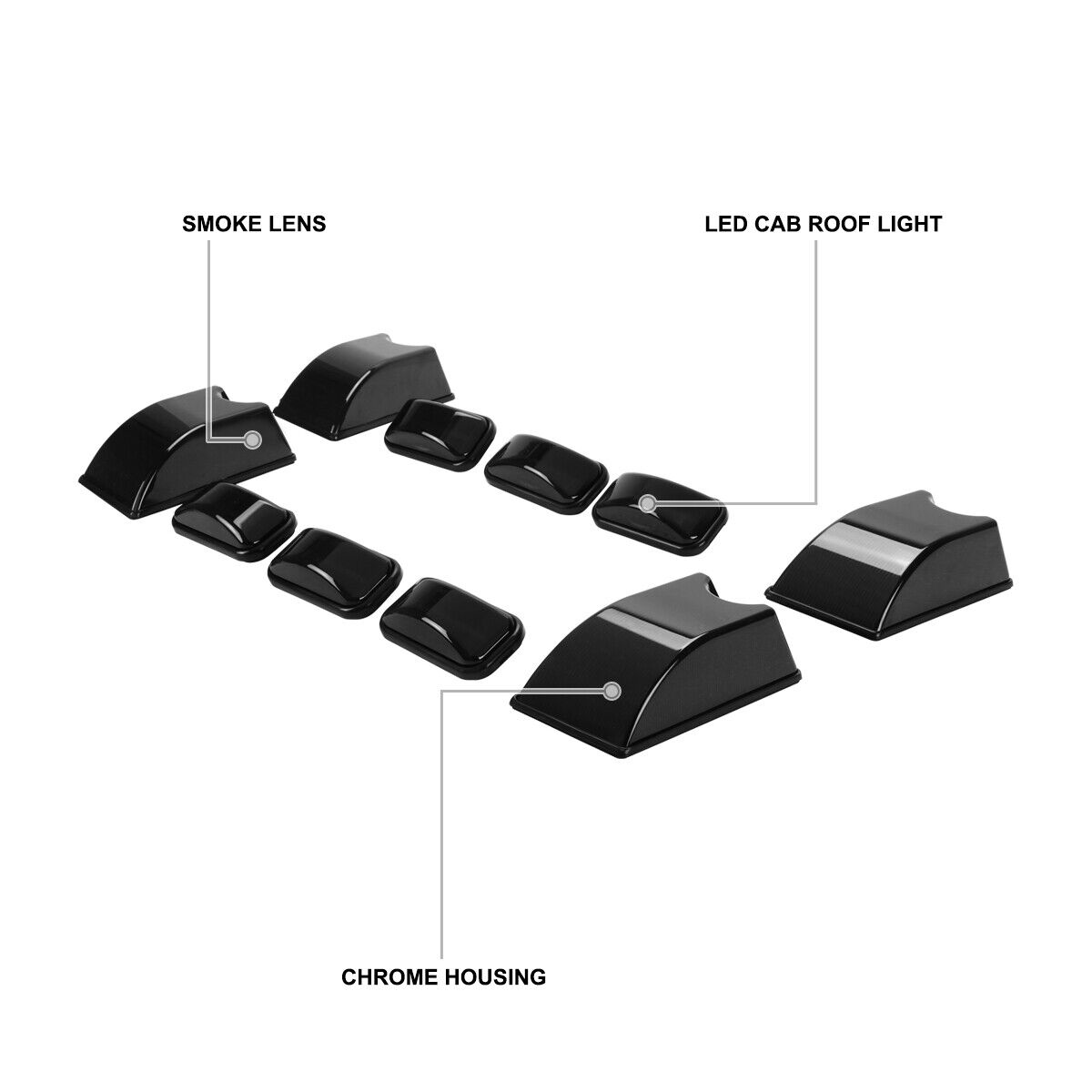 10PC Smoke Marker Lights / SUT LED Cab Roof Top Lamps