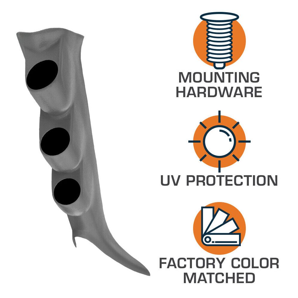 Gray Triple Gauge 52mm Pillar For 00-06 GMC Sierra Duramax
