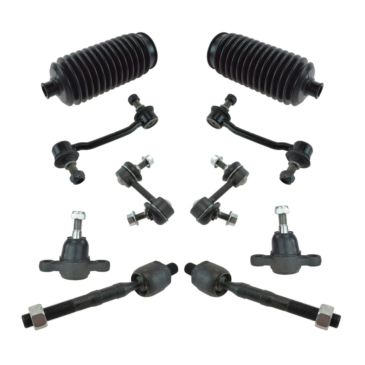 For 06-11 Azera Sedan Inner Tie Rod End Lower Ball Joint Rack Boot Sway Bar Set