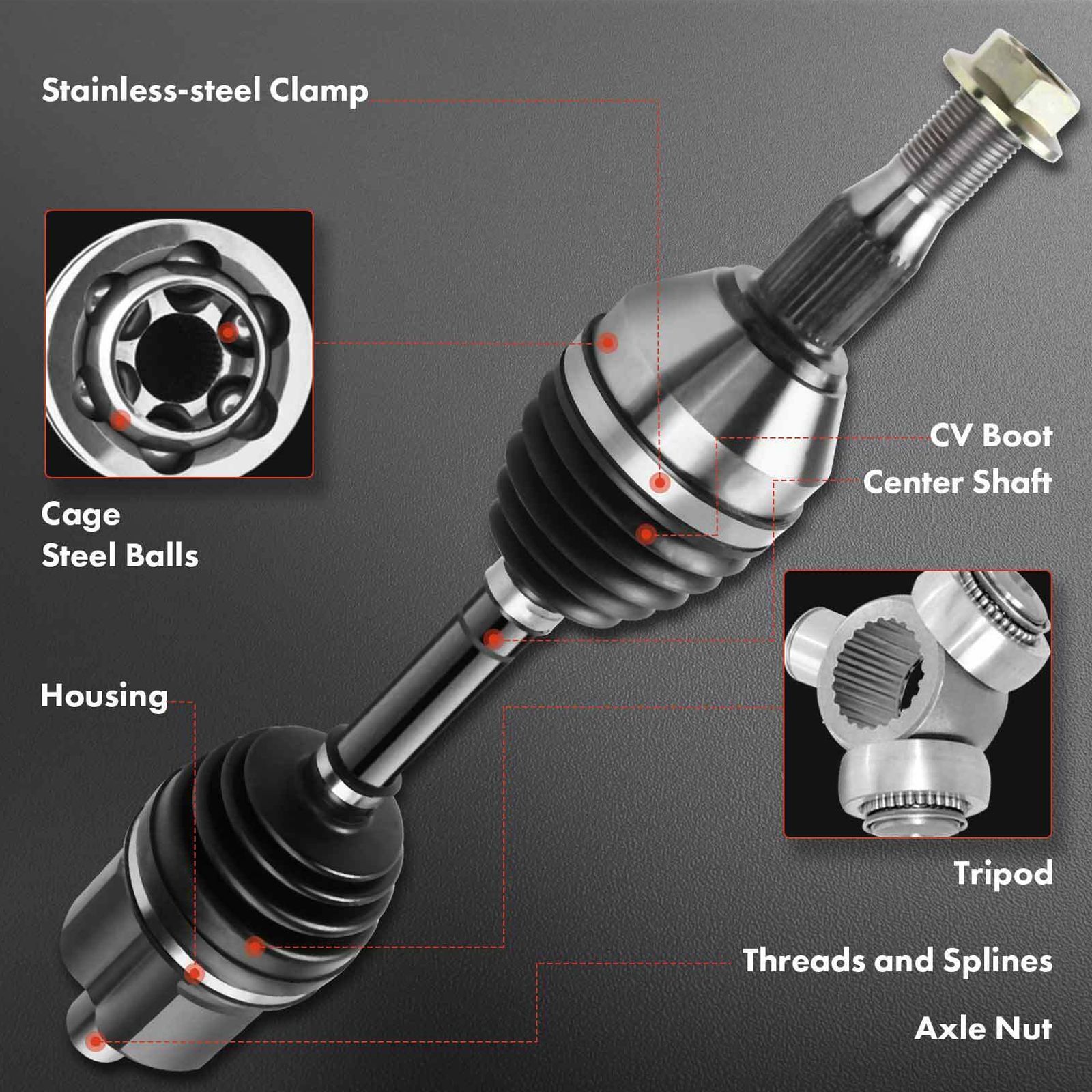 4x CV Axle Shaft + Wheel Hub Bearing For 2000-2005 Buick Century Custom Front