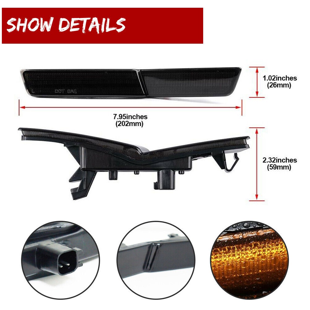 Smoked LED Front Side Marker Lights Widebody RT