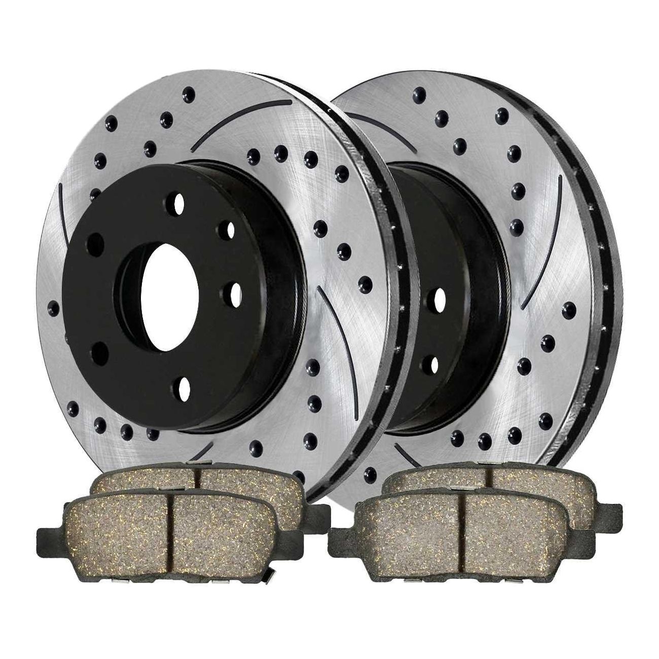 For 2003 2004 2005 Nissan 350Z G35 Rear Drilled Slotted Rotors And Ceramic Pads