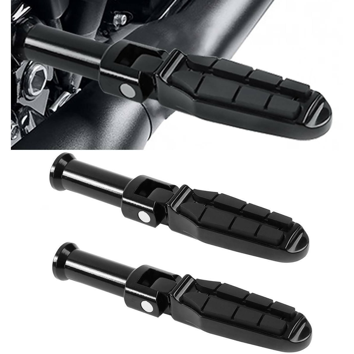Black Rear Passenger Foot Pegs For Harley-Davidson Street Bob FXBB