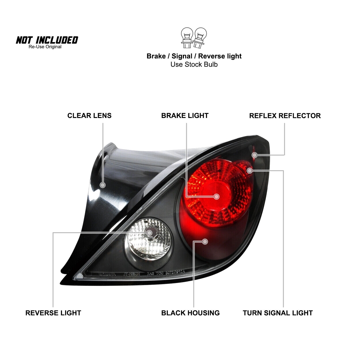 Black Tail Lights 2Dr Coupe Brake Lamp
