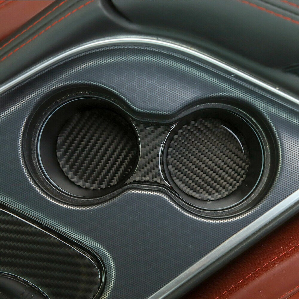 Car Inner Gear Water Cup Decor Sticker Carbon Fiber M