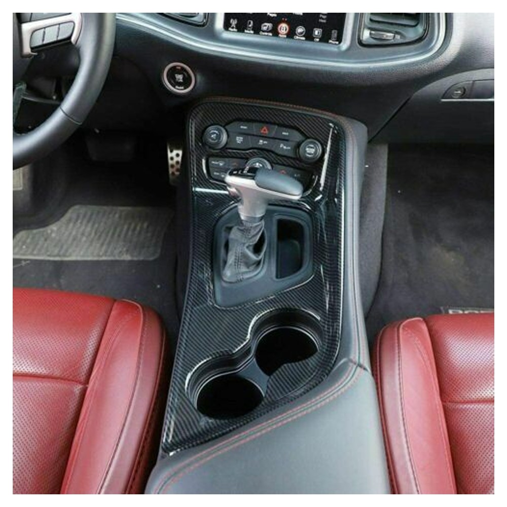 Interior Center Gear Shift Panel Trim Bezel 15+ Carbon Fibe