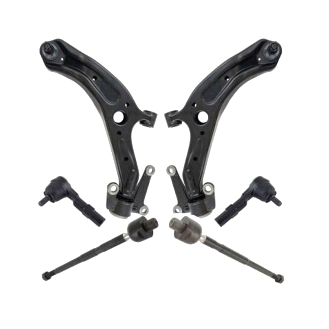 TRQ 6 Pc Steering & Suspension Kit Control Arms W/ Ball Joints Tie Rod Ends New
