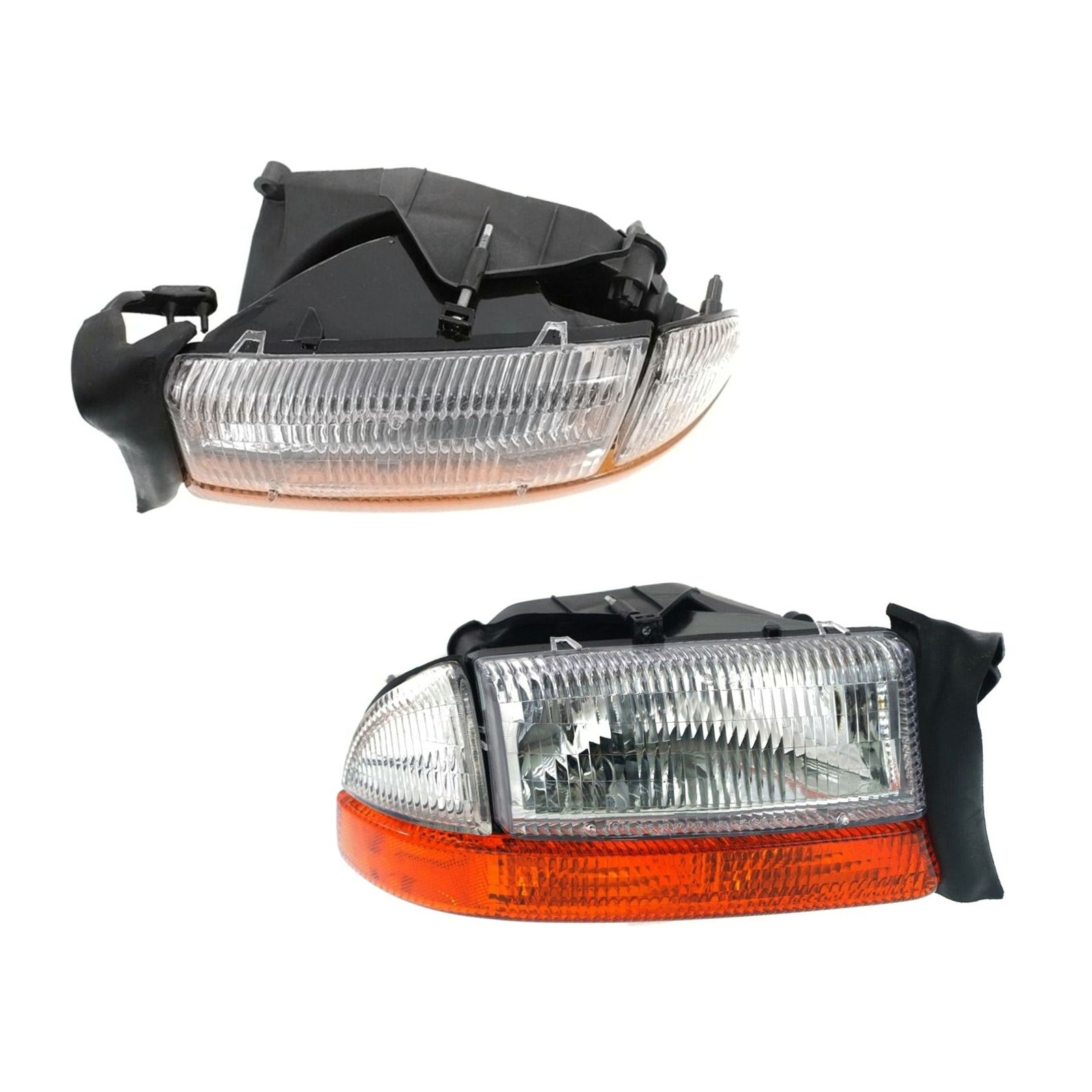 Headlight Set For 1997 Dakota 1998 Durango Driver/Passenger Side W/ Bulb