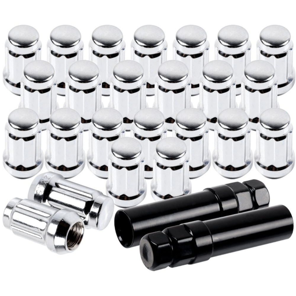 48 PCS - Pc 12x1.5mm Chrome Spline Lug Nuts+2 Keys For Toyota Venza Tacoma Corolla