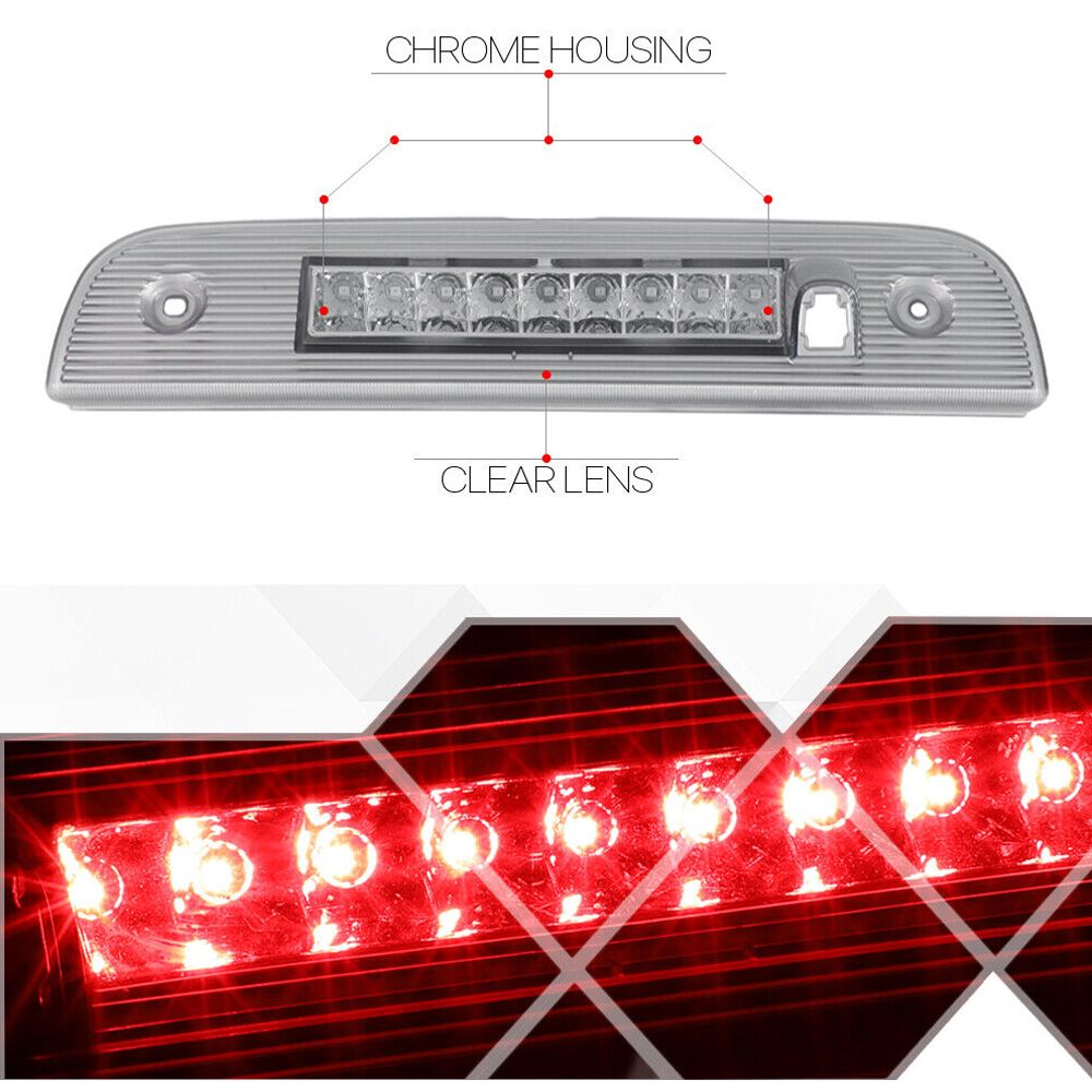 Fits 2007-2012 Dodge Nitro[Chrome/Clear]Full LED Third 3rd Brake Light Tail Lamp