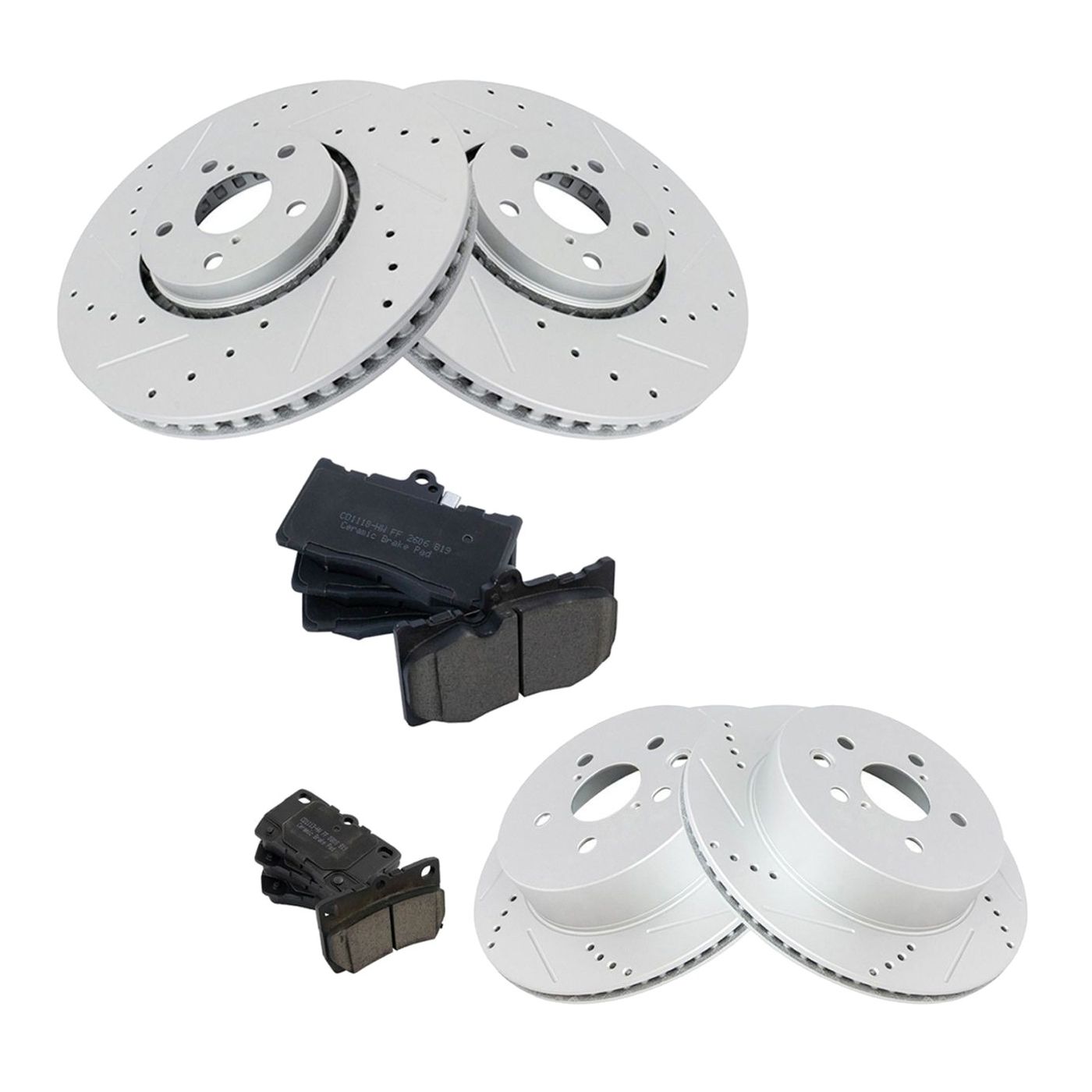 For 07-11 GS350 Front Rear Ceramic Brake Pad Performance Rotor Kit W/Chemicals