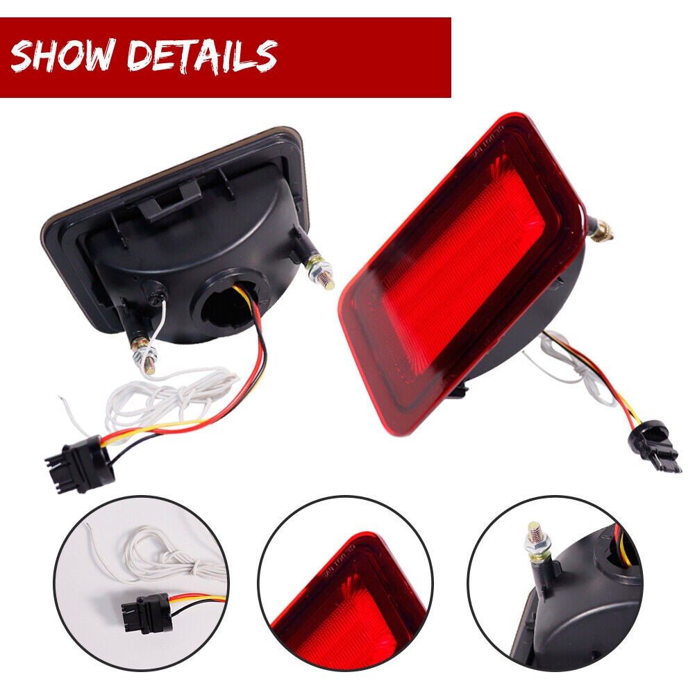 2PCS Red LED Rear Bumper Reflector Tail Brake Signal Lights