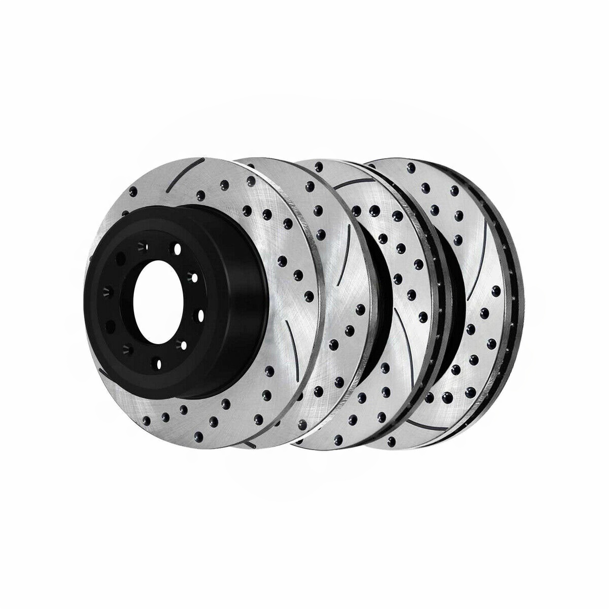 8 PCS - Front & Rear Drilled Slotted Brake Rotors Set For Ford Taurus Explorer