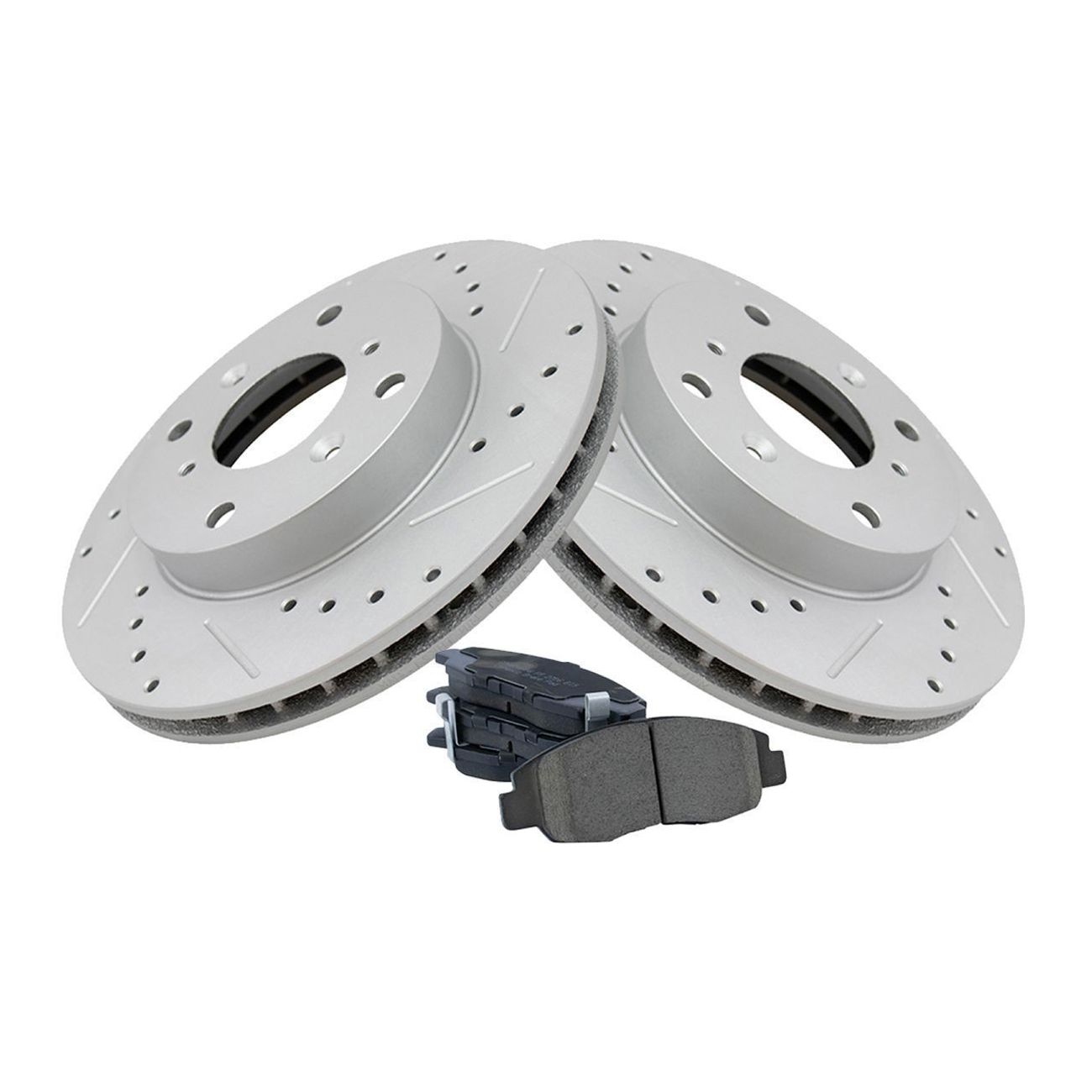 Front Performance Drilled & Slotted Brake Rotor & Posi Ceramic Pad Set