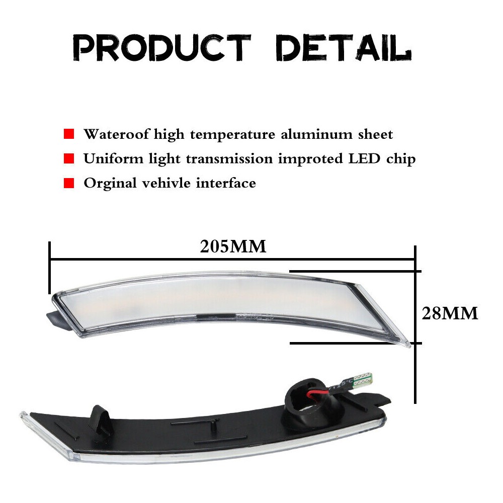2x Clear Lens LED Front Sidemarker Lights & Sky