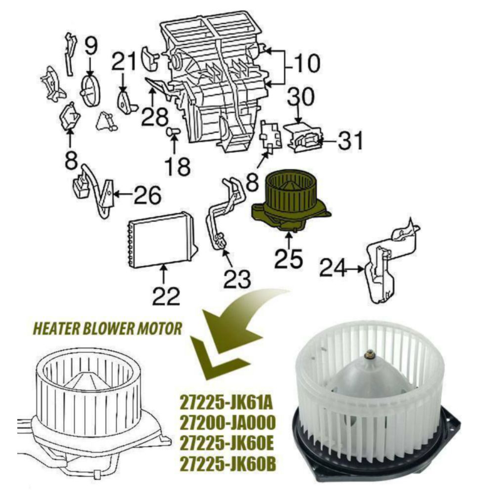 HVAC Heater Blower Motor For Infiniti Nissan