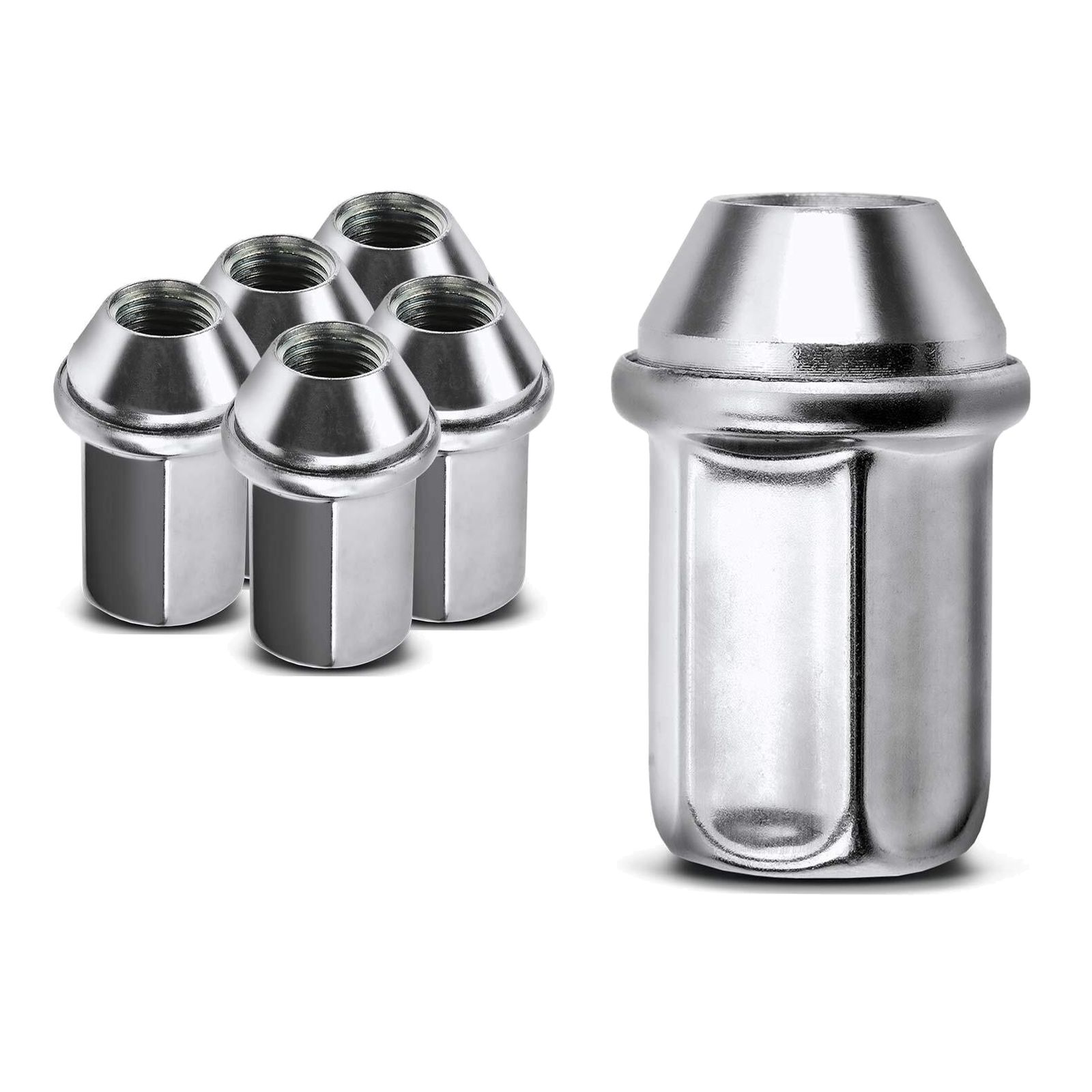 24 PCS - 6xM14-1.5 Chrome Stainless Wheel Lug Nut For Chevy Silverado GMC Sierra