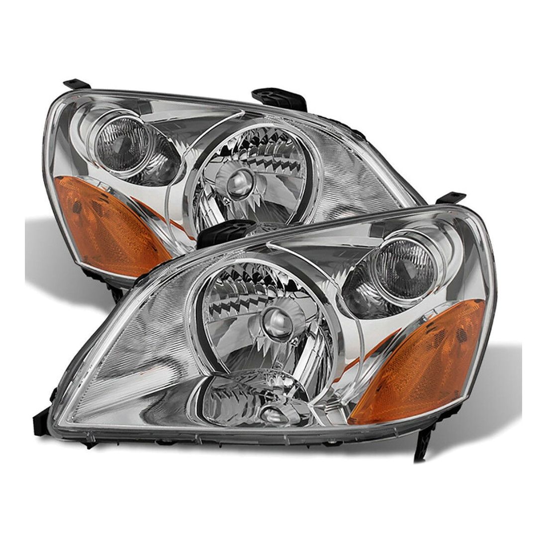 For 03-05 Honda Pilot EX LX SUV Chrome Pair Replacement Headlight Lamp Assembly