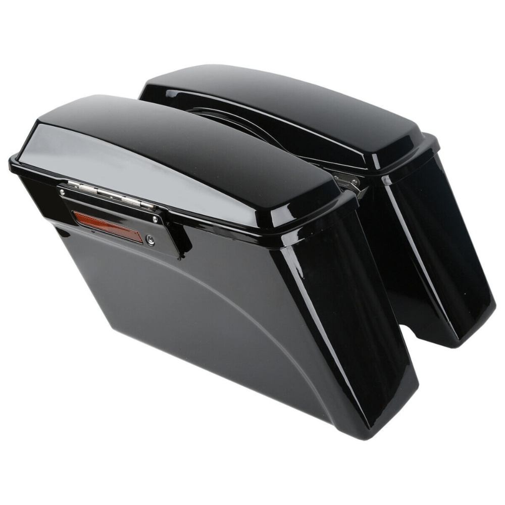 Vivid Black Hard Saddle Bags Latch Keys For Harley-Davidson Conversion Brackets
