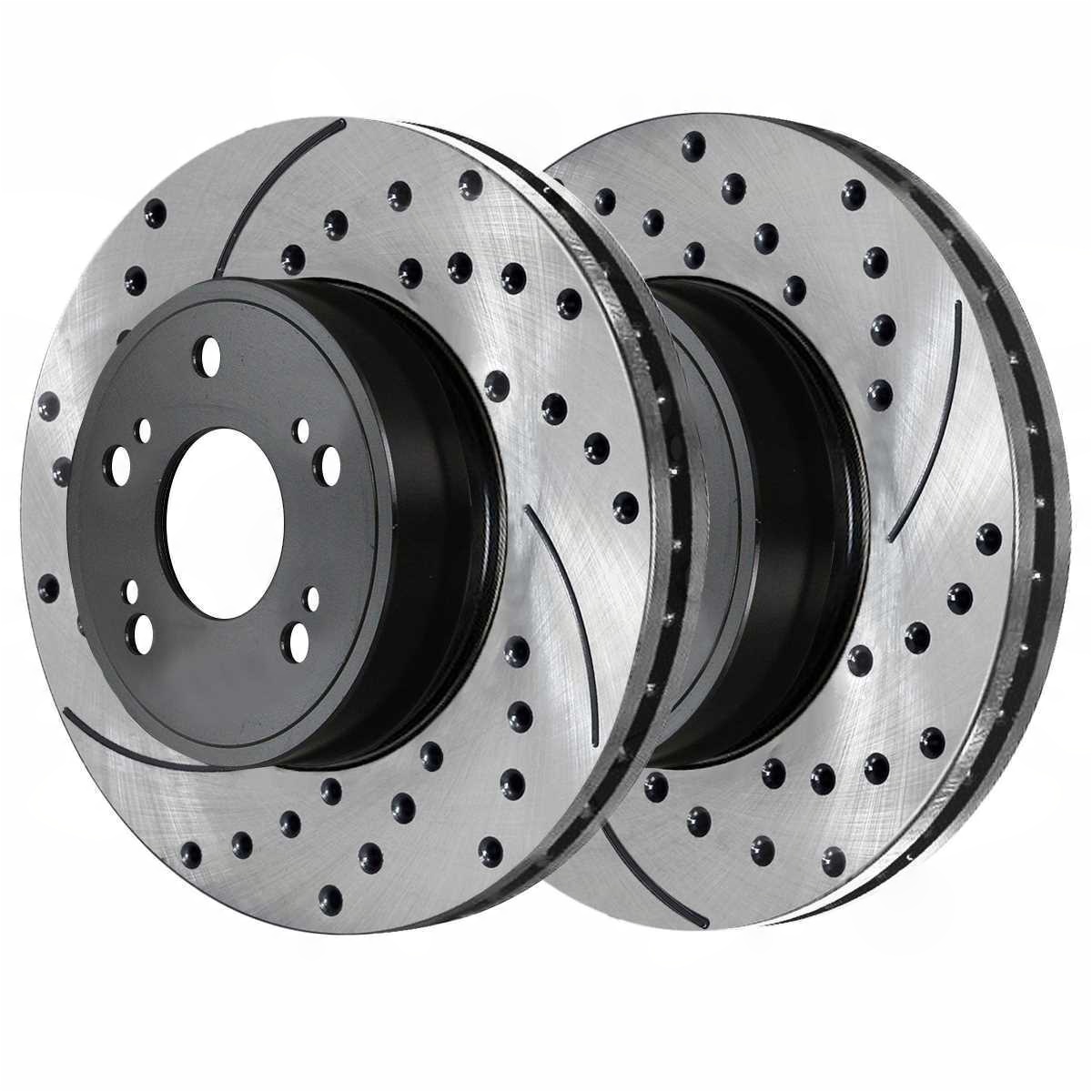 Front & Rear Drilled Slotted Brake Rotors Black Set Of 4 For Acura Honda 3.5L V6