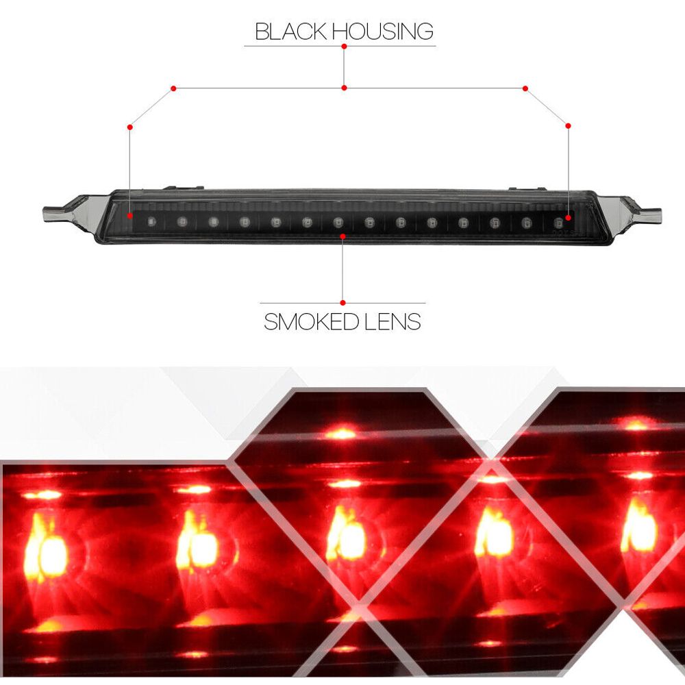 Fits 2009-2017 Traverse/Acadia [Black/Smoke] LED Third 3rd Brake Light Tail Lamp