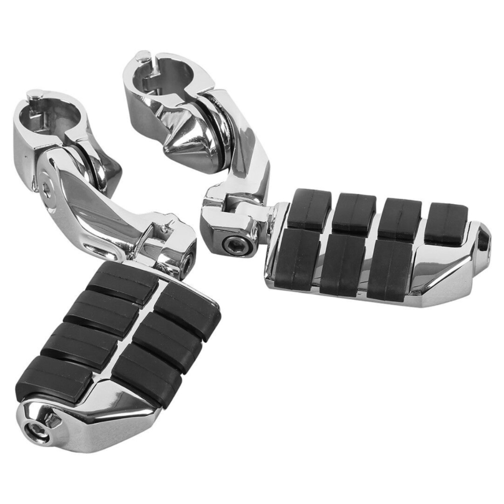 2 Sets Of - 1.25" Chrome Adjustable Highway Short Mount Foot Pegs Fit For Harley