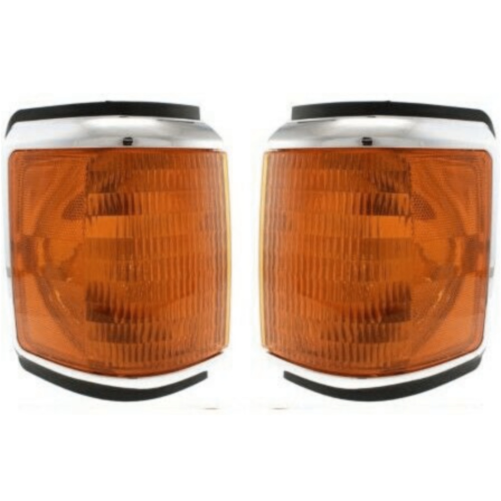 Corner Light For 1987-1991 Ford W/ Chrome Trim Set Of 2 Left & Right