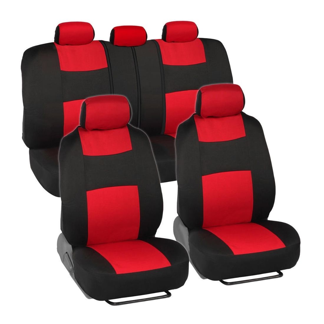 Car Seat Covers For 1993-2015 Nissan Altima 2 Tone Red & Black W/Split Bench