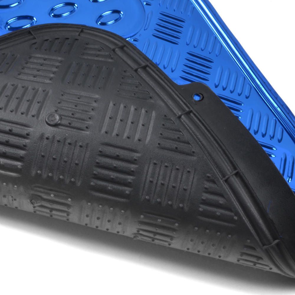 Black/Blue Sport Stripe Seat Covers Full Set W/ Shiny Metallic Blue Floor Mats