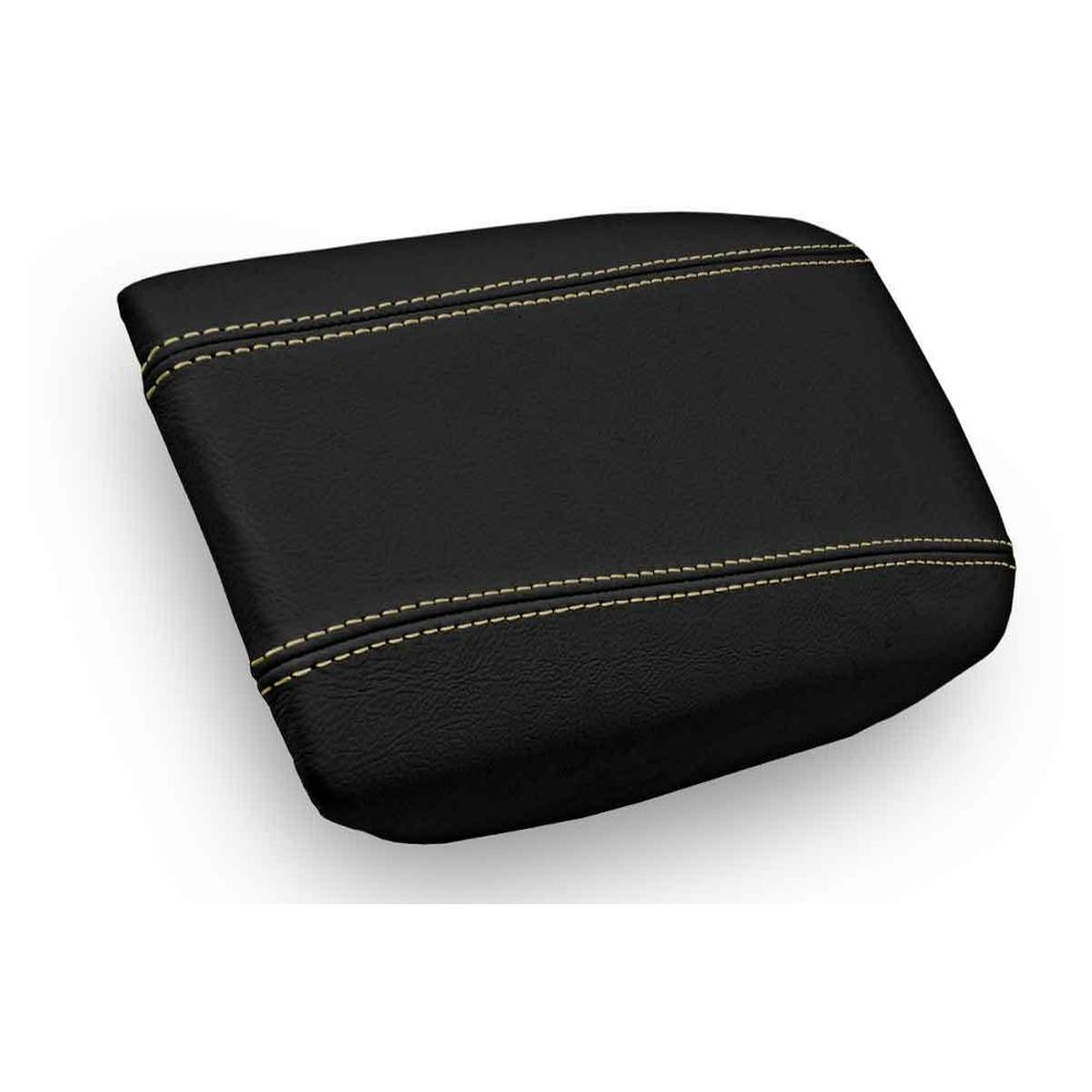 Console Lid Armrest Cover Leather For 99-06 Volvo S80 Sedan Black Beige Stitch