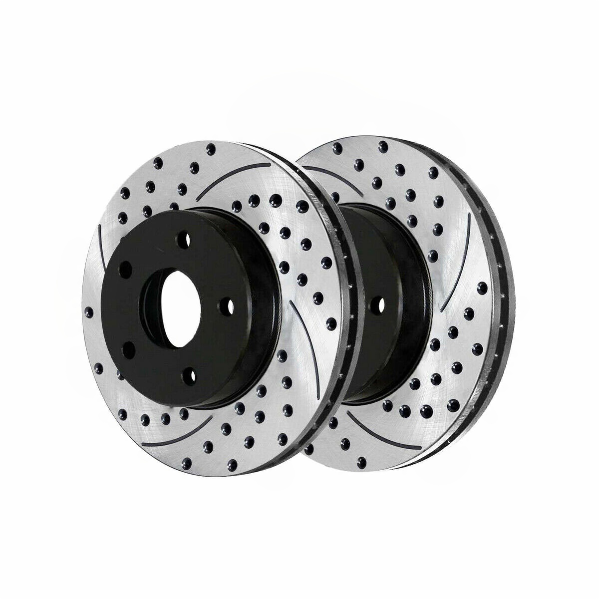 Front Drilled Slotted Brake Rotors Black Pair 2 For Chevrolet Pontiac Saturn
