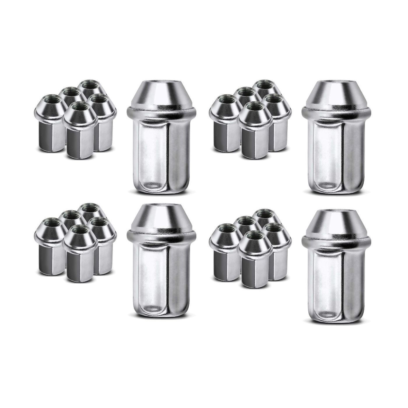 24 PCS - 6xM14-1.5 Chrome Stainless Wheel Lug Nut For Chevy Silverado GMC Sierra