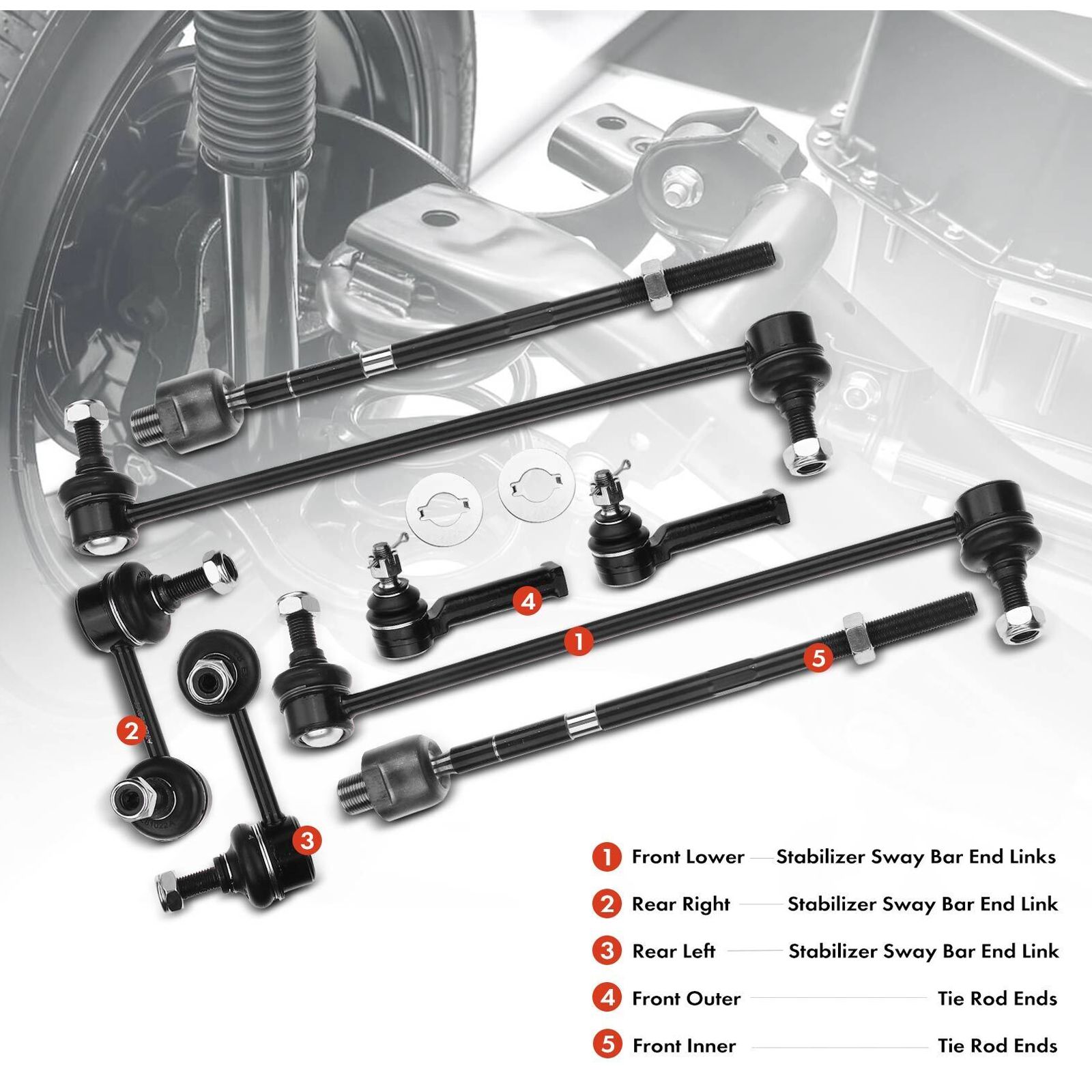 8x Front & Rear Sway Bars End Tie Rod Ends Kit For Honda CR-V L4 2.4L 2007-2011