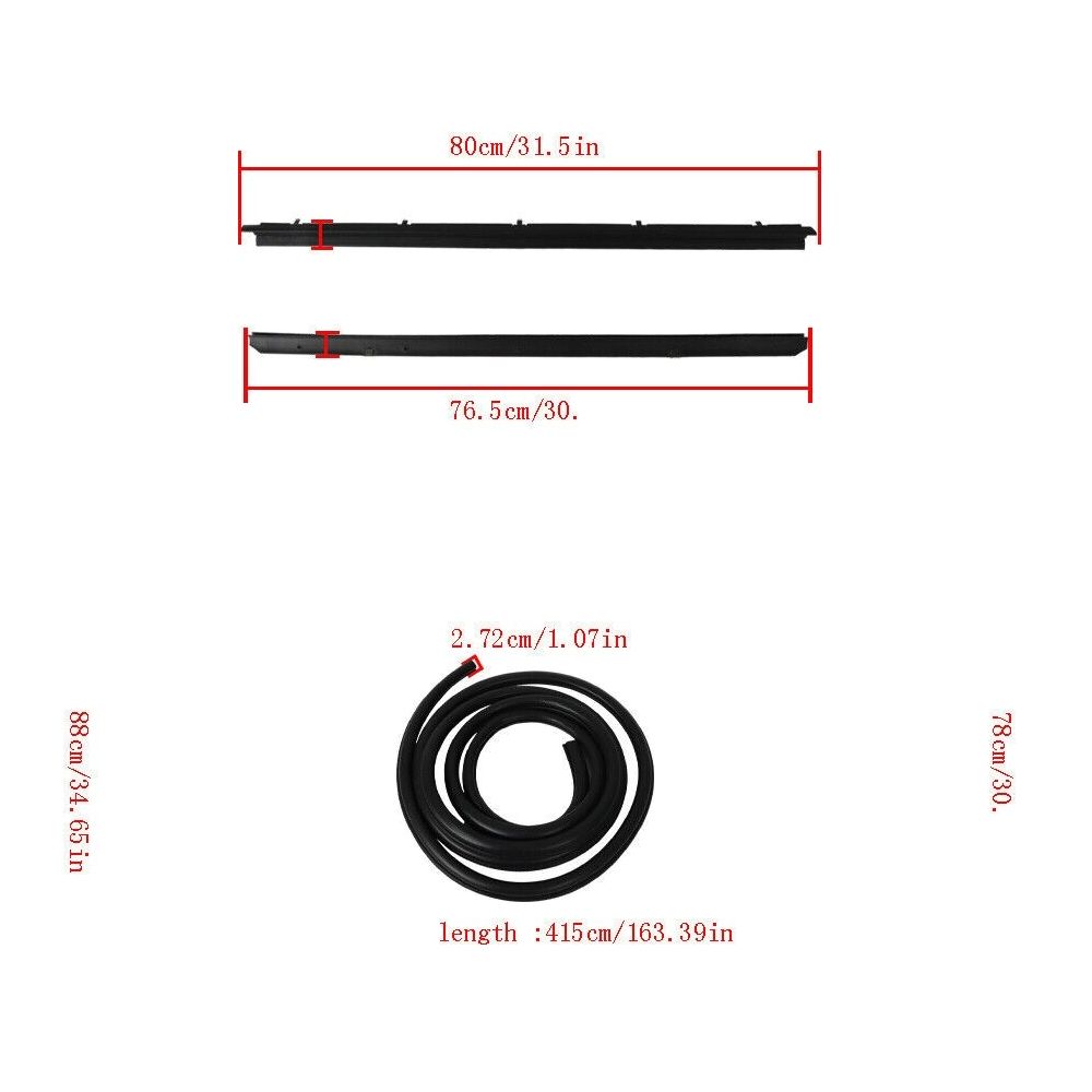 For 83-92 Chevrolet S10 Tahoe Extended Cab Pickup Door Seal Kit Matte Black