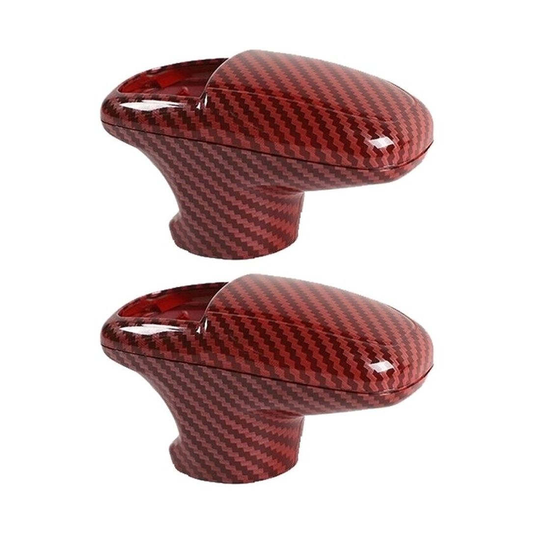 2 Sets Of - Red Carbon Fiber Center Gear Shift Knob Cover Trim