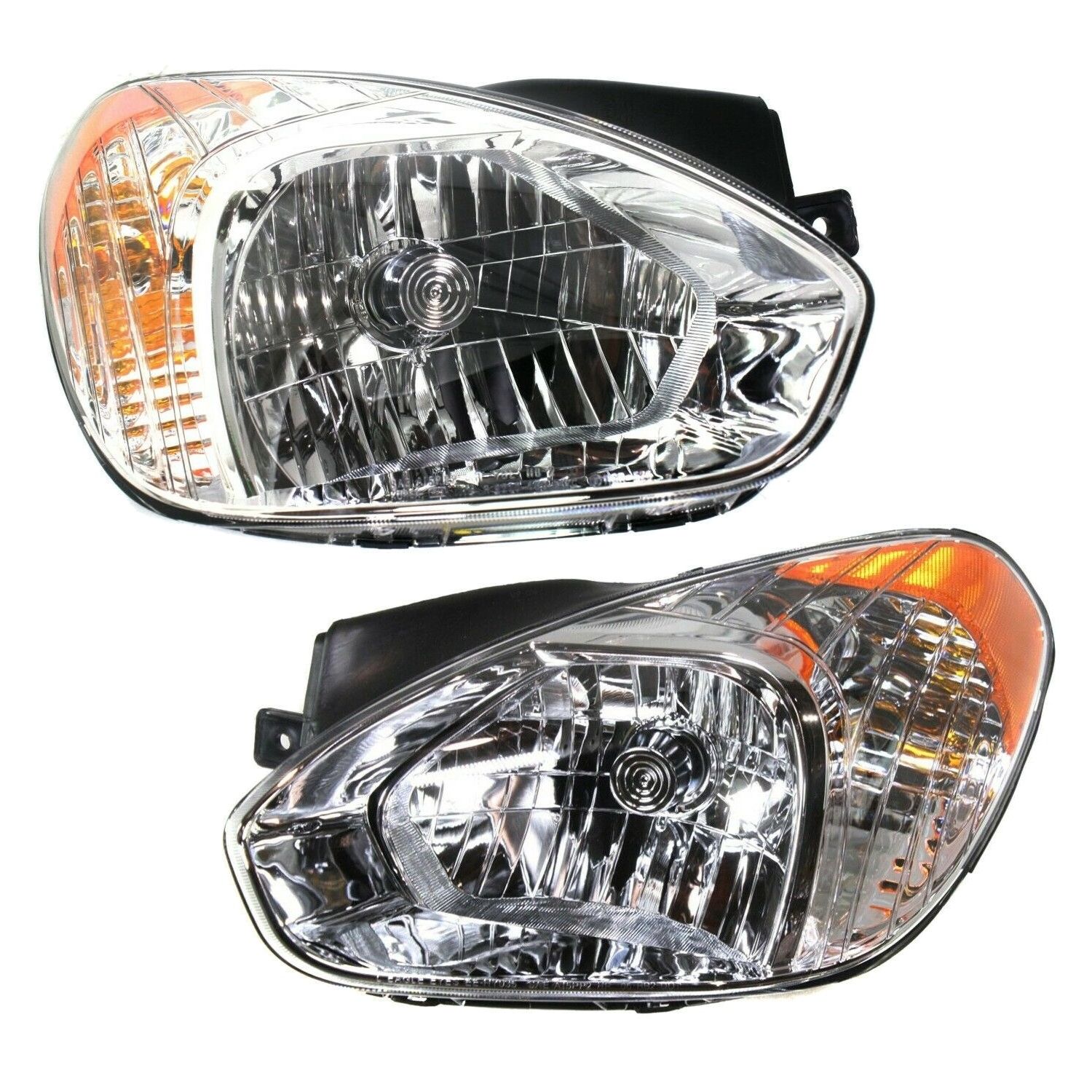 Headlight Set For 2007-11 Accent Driver & Passenger Side W/ Bulb